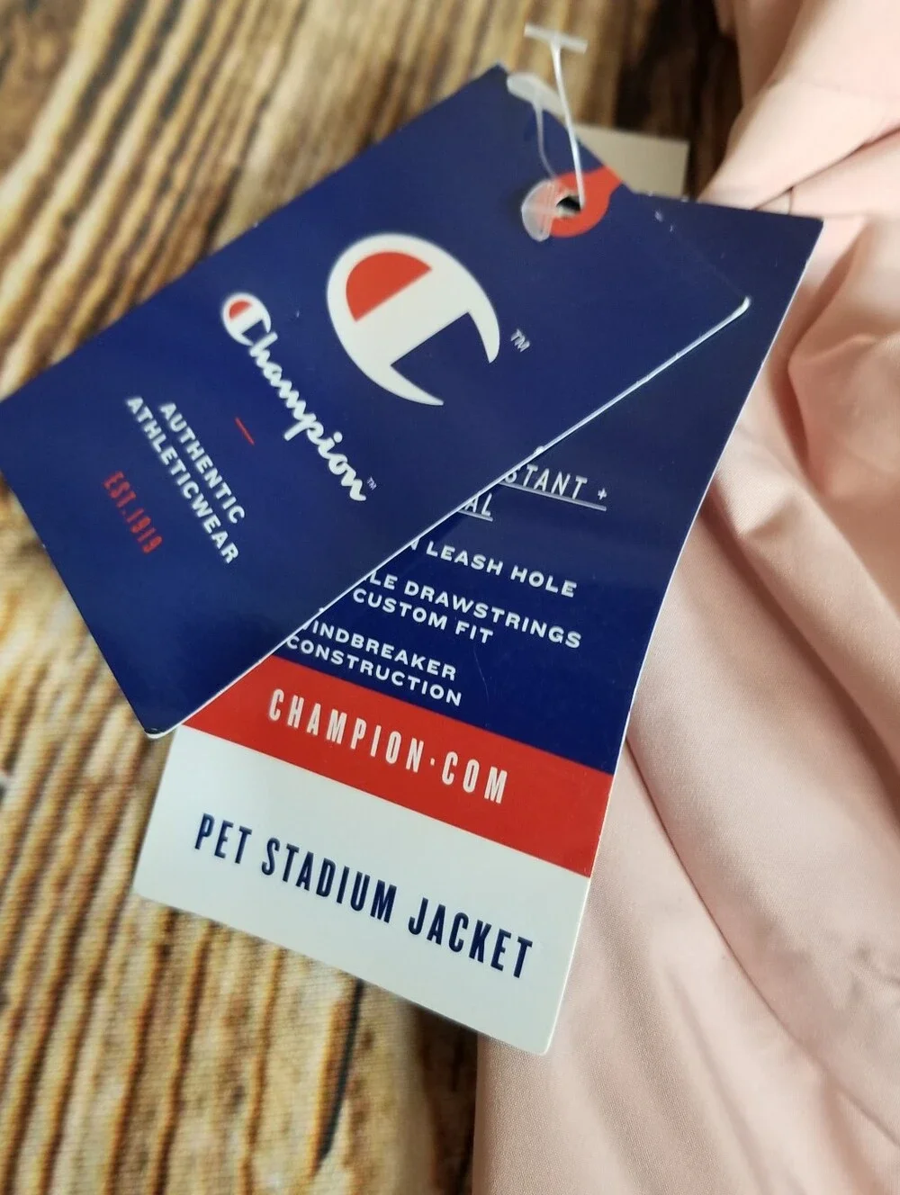 Champion NWT Pink & Gray Pet Stadium Jacket Dog Large Water Resistant Raincoat